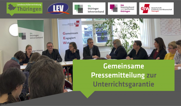 Gemeinsame Pressemitteilung der GEW Thüringen, tbb, tlv, LSV und LEV vom 23.11.2018